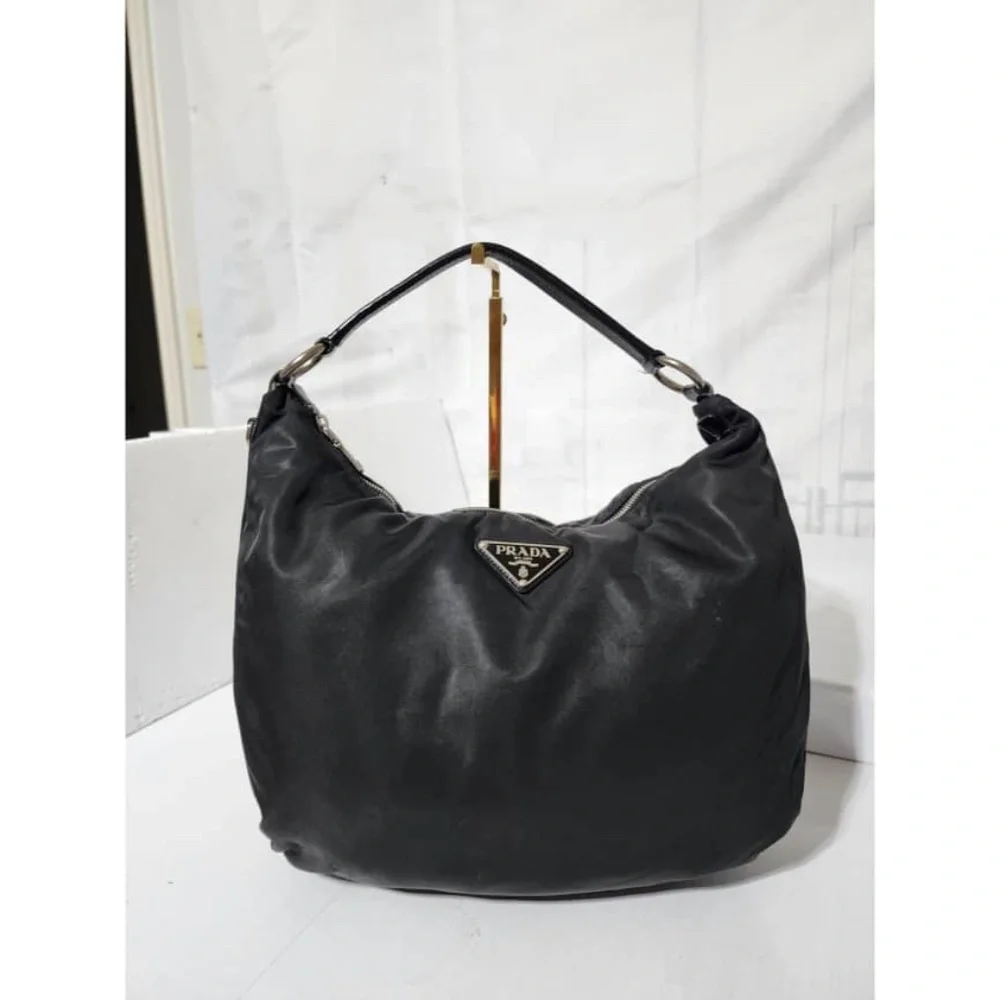 Authentic PRADA Tessuto Nylon Saffiano Sacca Shoulder Bag Black